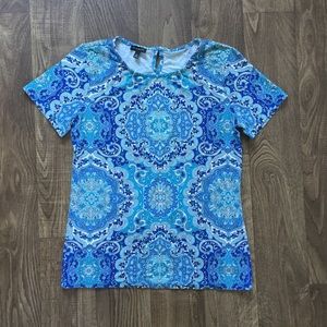 Talbots Blue Paisley Tee XS